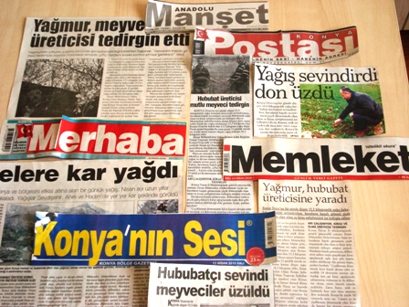 “YAĞMUR, HUBUBAT ÜRETİCİSİNE YARADI”-MEMLEKET-YENİ MERAM-KONYA POSTASI “YAĞIŞ SEVİNDİRDİ, DON ÜZDÜ”-KONYA’NIN SESİ, “İLÇELERE KAR YAĞDI”-MERHABA