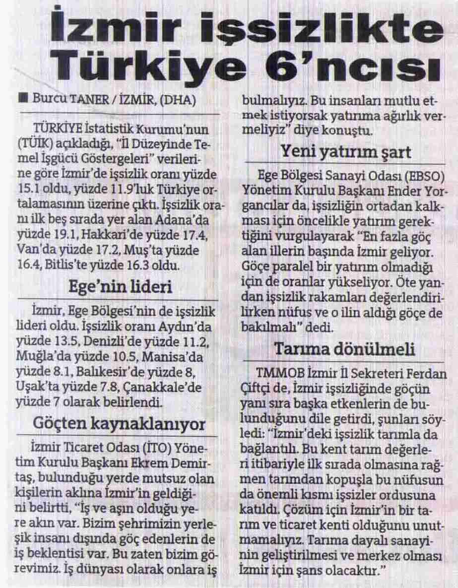 ŞUBE BAŞKANIMIZDAN DOĞAN HABER AJANSINA AÇIKLAMA 24.06.2011