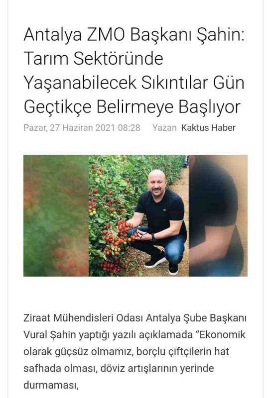 KAKTÜS HABER: TARIM SEKTÖRÜNDE YAŞANABİLECEK SIKINTILAR GÜN GEÇTİKÇE BELİRMEYE BAŞLIYOR-27 HAZİRAN 2021