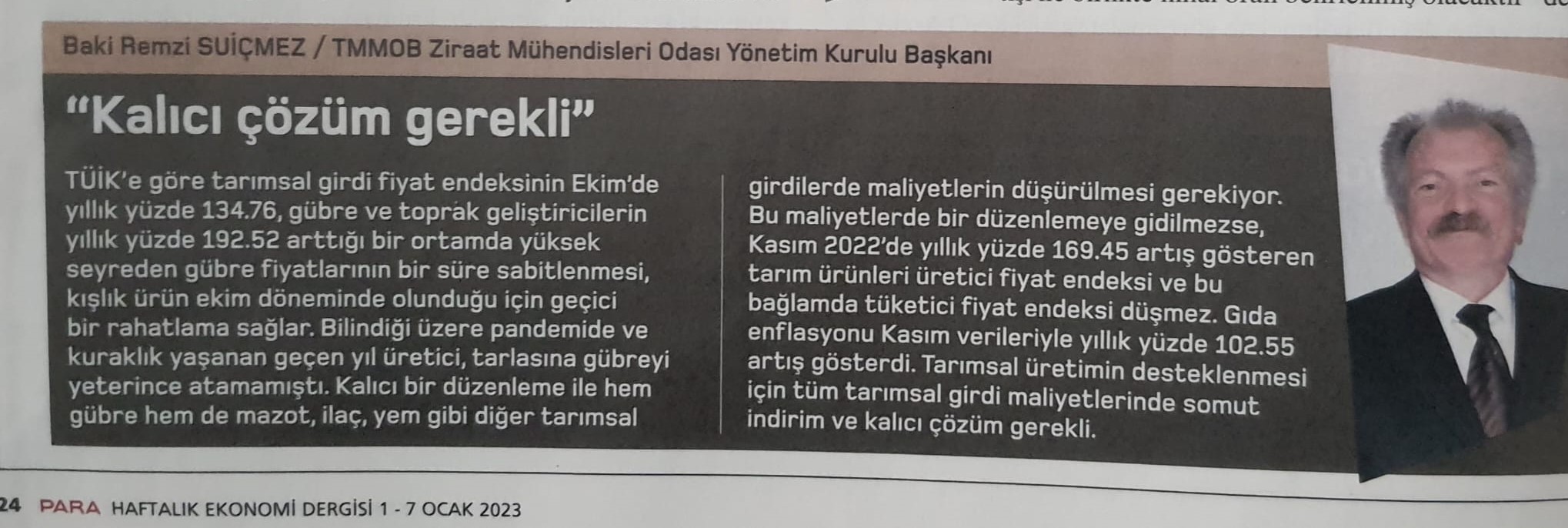 PARA DERGİSİ: "KALICI ÇÖZÜM GEREKLİ"- 1/7 OCAK 2023